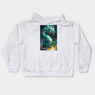 Asian green dragon Kids Hoodie